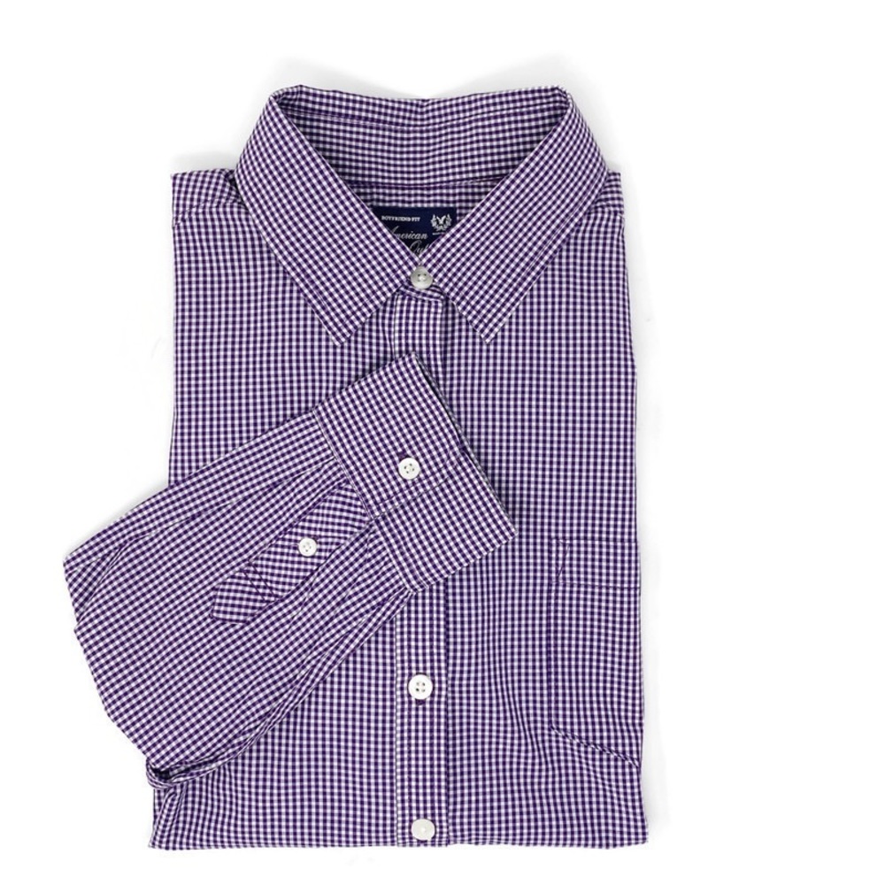 American Eagle Boyfriend Shirt Purple Gingham Check Button Down Cotton S